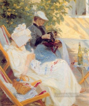 Peder Severin Kroyer Painting - Marie y su madre en el jardin 1891 Peder Severin Kroyer